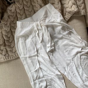 White Tie-Front Swimsuit Cover Up Pants